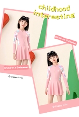 Đồ bơi bé gái váy tay dài phối màu Pastel siêu ngọt ngào GRN3212