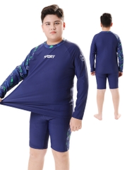 Đồ bơi bé trai tay dài BIG SIZE có nón bơi riêng cho bé từ 35kg đến 90kg
