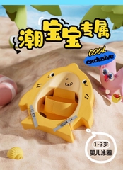 Phao bơi cho bé sơ sinh Voutdoing 3–12 tháng, chống lật an toàn, xốp Foam, vải 3D nhanh khô, 3 màu dễ thương