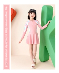 Đồ bơi bé gái váy tay dài phối màu Pastel siêu ngọt ngào GRN3212