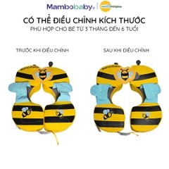 Phao nách Mambobaby cho bé 3 tháng–6 tuổi gấp gọn tiện lợi điều chỉnh kích thước họa tiết ong vàng