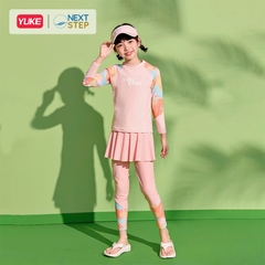 Đồ bơi bé gái tay dài quần dài chống nắng, chân váy liền size cho bé từ 17-42kg hiệu YUKE.