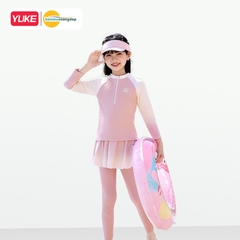 Đồ bơi bé gái tay dài quần dài chân váy liền chống nắng ngăn UV cho bé từ 17-42kg hiệu YUKE.