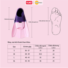 Chân vịt bơi lội hiệu YUKE chất liệu silicon mềm mại, đàn hồi tốt, ôm chân thoải mái khi sử dụng
