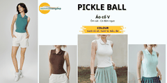 Áo thể thao nữ pickleball, tennis không tay, có cổ, ôm sát tôn dáng