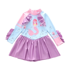 Váy bơi bé gái tay dài liền thân bèo nhún công chúa quần đùi kín đáo size đến 34kg CM240210