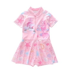Đồ bơi bé gái tay ngắn chân váy liền vải lưới P246