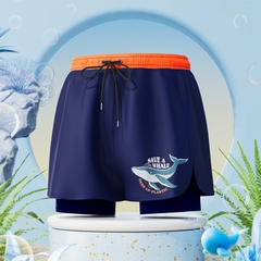 Quần bơi bé trai 2 lớp dày dặn đáng yêu in hình cá voi Save the whale có dây rút quần tiện lợi size tới 45kg