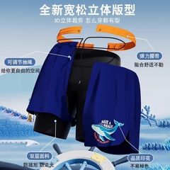 Quần bơi bé trai 2 lớp dày dặn đáng yêu in hình cá voi Save the whale có dây rút quần tiện lợi size tới 45kg