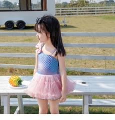 Đồ Bơi Bé Gái Công Chúa Vảy Cá Kèm Nón – Bikini Hai Dây Váy Ren Xinh Xắn Cho Bé 1-8 Tuổi