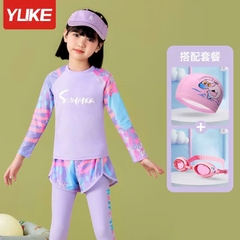 Đồ bơi bé gái YUKE YY1160 set 3 món tay dài quần dài