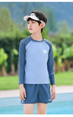 Đồ bơi bé trai tay dài chống nắng, quần bơi 2 lớp co giãn thoáng mát – Hiệu YUKE