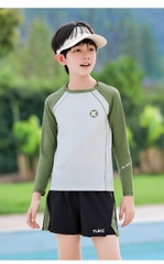 Đồ bơi bé trai tay dài chống nắng, quần bơi 2 lớp co giãn thoáng mát – Hiệu YUKE