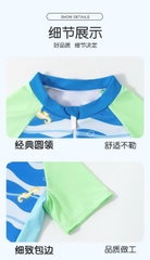 Đồ bơi liền thân bé trai họa tiết đại dương tay ngắn, khóa kéo trước tiện lợi – Hiệu YUKE