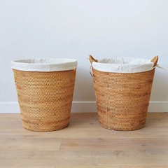Brown Round Rattan Laundry Storage Basket