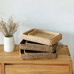 2 Sizes Brown Rattan Tray Wholesale