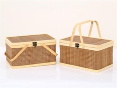 Bamboo Wicker storage basket with rope and handle bamboo basket with lock catch with lid for home decoration