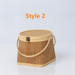 Hand woven storage basket with handle bamboo square basket bamboo village house décor