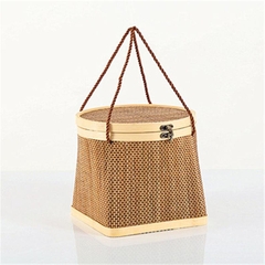Hand woven storage basket with handle bamboo square basket bamboo village house décor