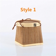 Hand woven storage basket with handle bamboo square basket bamboo village house décor