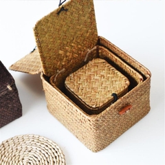 Bamboo storage basket fruits clothing bags pinic suitcase for camping