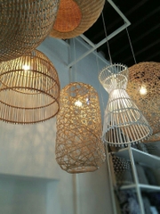 Wholesales Set of 3 Bamboo Ceiling Light Rattan Wicker Wall Hanging Lampshade for Home decorations