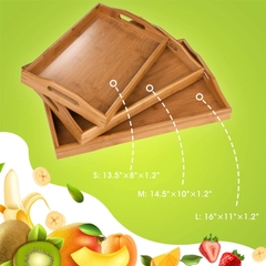 Wholesale 100% Organic Natural Wooden Bamboo Rolling Trays with handle Bamboo Round Serving Trays