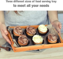 Wholesale 100% Organic Natural Wooden Bamboo Rolling Trays with handle Bamboo Round Serving Trays