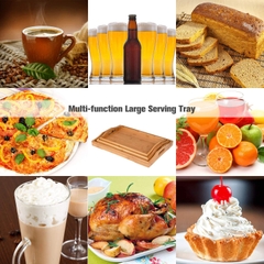 Wholesale 100% Organic Natural Wooden Bamboo Rolling Trays with handle Bamboo Round Serving Trays