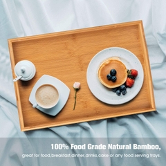 Wholesale 100% Organic Natural Wooden Bamboo Rolling Trays with handle Bamboo Round Serving Trays