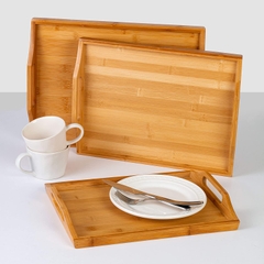 Traditional Chinese Style and Bamboo Material serving tray with handles