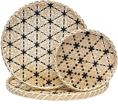 SET Of 2 Rattan Tray With Mother Of pearl made in Vietnam Wholesale
