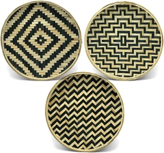 Round Serving Tray Wooden Bamboo Circle Tray High quality large custom food melamine mdf board 100% biodegradable Serving tray