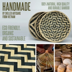 Round Serving Tray Wooden Bamboo Circle Tray High quality large custom food melamine mdf board 100% biodegradable Serving tray