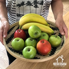 Round Serving Tray Wooden Bamboo Circle Tray High quality large custom food melamine mdf board 100% biodegradable Serving tray