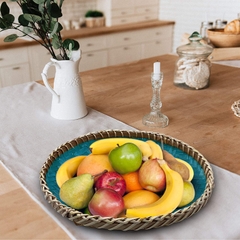 Factory direct sales with Handles Wooden Bamboo Circle Tray High quality large custom food serving tray