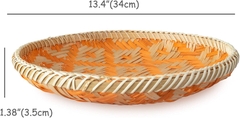 Woven Round Bamboo Rattan Decorative Trays for for Breakfast, Drinks, Snack for Coffee Serving Tray