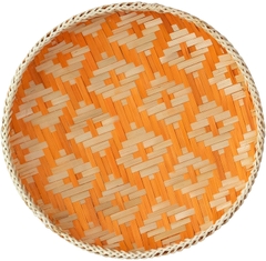 Woven Round Bamboo Rattan Decorative Trays for for Breakfast, Drinks, Snack for Coffee Serving Tray