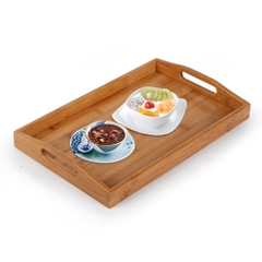 Wholesale Eco-friendly Vietnamese rectangular Bamboo food & drink Serving Tray with handles