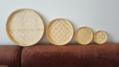 Wholesale 100% Natural Handmade Round Woven Organic Bamboo Tray