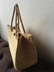 SALE Water Hyacinth Bag With Free Pompom, Handwoven Straw Bag, Boho Bohemian Bag, Women Handmade Woven Straw Bag, Rattan Bag (Large)