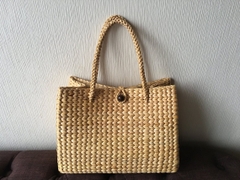 SALE Water Hyacinth Bag With Free Pompom, Handwoven Straw Bag, Boho Bohemian Bag, Women Handmade Woven Straw Bag, Rattan Bag (Large)