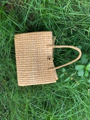 SALE Water Hyacinth Bag With Free Pompom, Handwoven Straw Bag, Boho Bohemian Bag, Women Handmade Woven Straw Bag, Rattan Bag (Large)