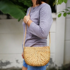 Natural Basket Handmade Straw bag Water Hyacinth Bag Woven Bag Sea Grass Bag Beach Bag Hand Bag Red Fabric