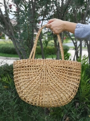 Wholesale High Quality Water Hyacinth Handbag with Rattan Handle Straw Tote Bag Fashion Summer Beach Bag Ladies Handbag