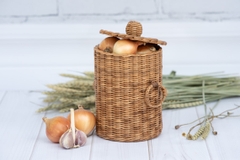 Rattan basket for onions potatoe and garlic 05