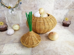 Rattan basket for onions potatoe and garlic 09