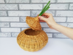Rattan basket for onions potatoe and garlic 09
