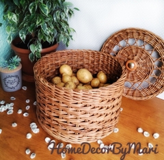 Rattan basket for onions potatoe and garlic 08