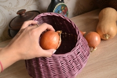 Rattan basket for onions potatoe and garlic 06